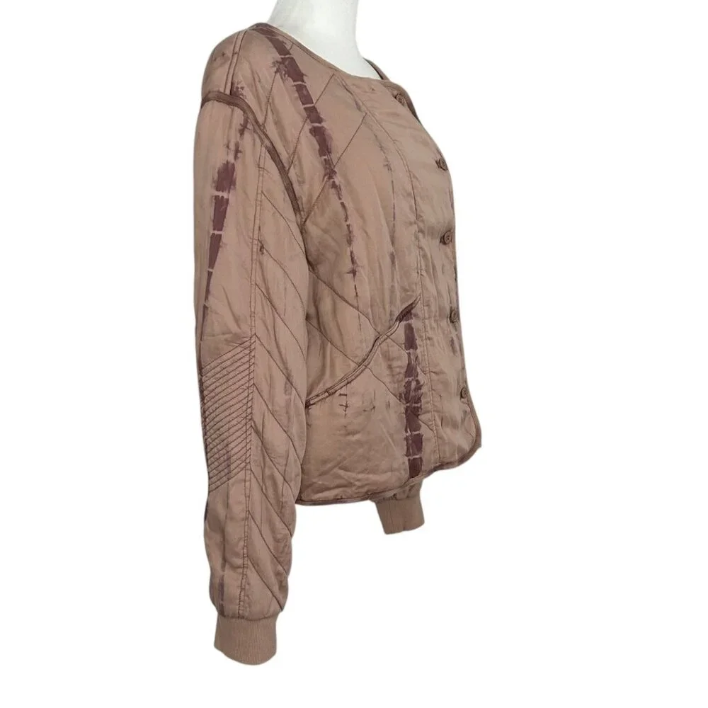 Marrakech Anthropologie Soft Quilted Tie Dye Bomber Moto Jacket NWT (M)
